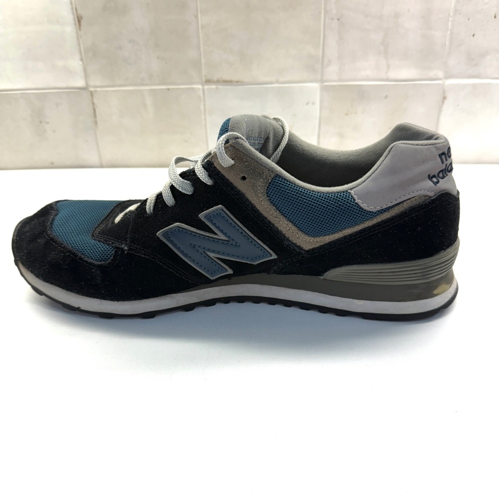 Size 13 D New Balance 574 Navy Blue + Turquoise M574JN EUC Men's Athletic Shoe